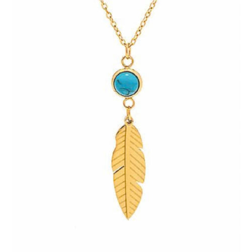 Turquoise Feather Necklace