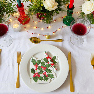 Botanical Holly Shaped Napkins 