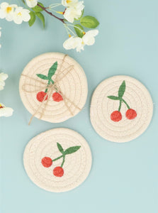 Cherries Woven Coaster Set