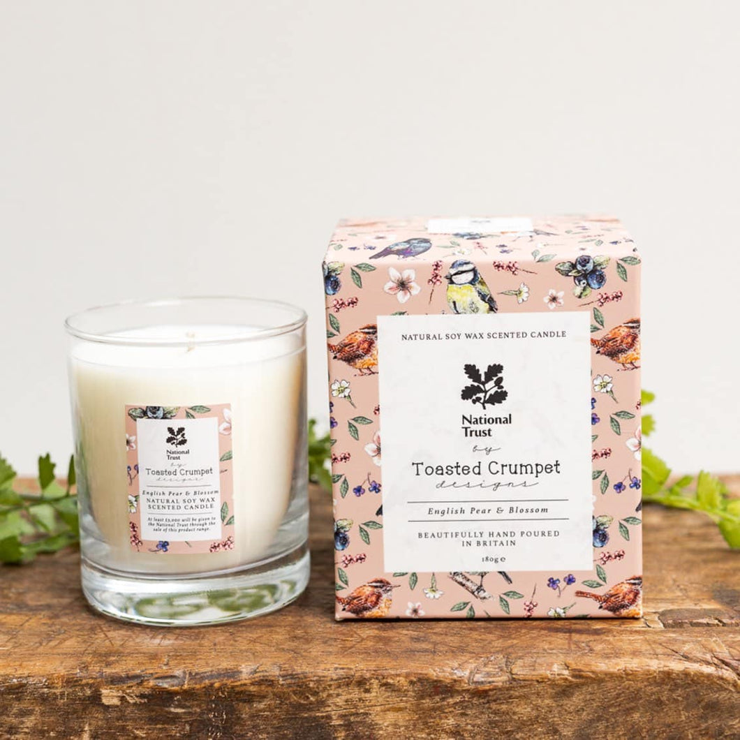 National Trust English Pear & Blossom Glass Candle
