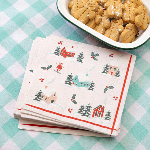 Fun Santa Skiing Napkins