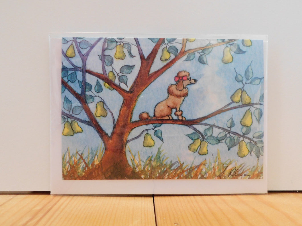 'And a Poo-oodle in a Pear Tree' Greeting Card - Bluebells of Bath