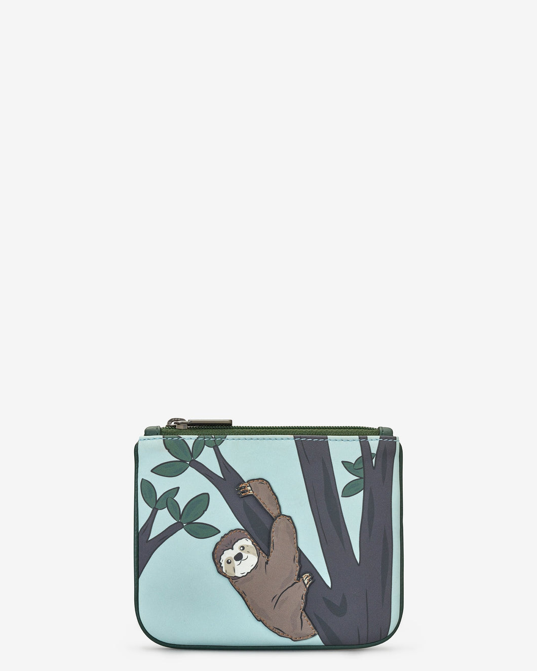 Sloth Zip Top Leather Purse - Bluebells of Bath