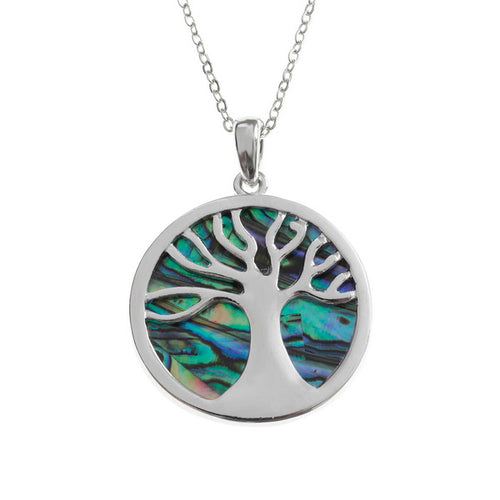 Tree of Life Paua Shell Necklace - Bluebells of Bath