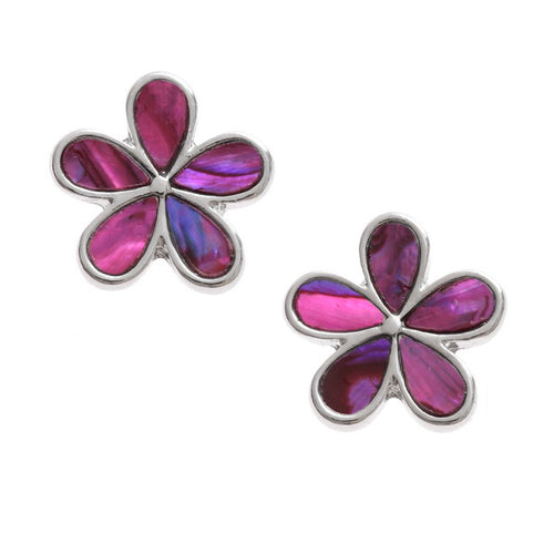 Pink Daisy Paua Shell Stud Earrings - Bluebells of Bath
