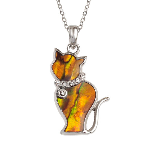 Cat Orange Paua Shell Necklace - Bluebells of Bath