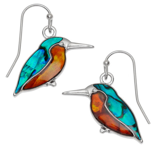 Kingfisher Paua Shell Hook Earrings - Bluebells of Bath