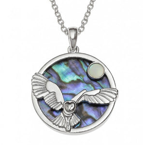 Owl and Moon Paua Shell Necklace - Bluebells of Bath