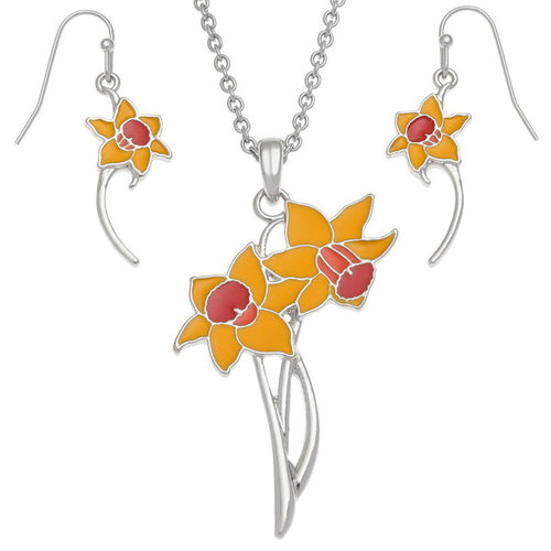 Daffodil Flower Necklace and Earring Set