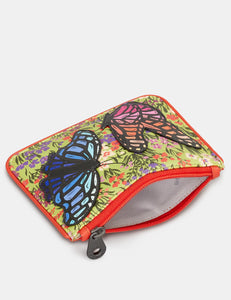 Beautiful Butterflies Zip Top Leather Purse