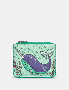 Narwhal Zip Top Leather Purse