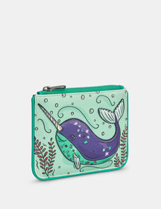 Narwhal Zip Top Leather Purse