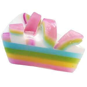 Raspberry Rainbow Soap Cake Slice